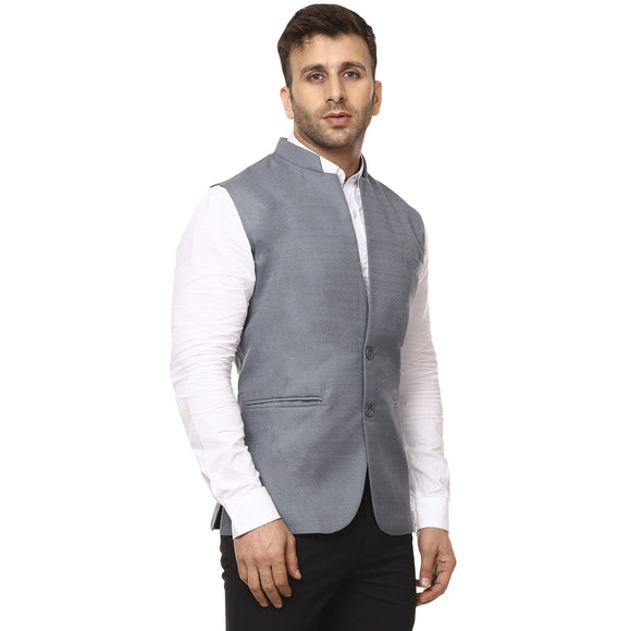 Veera Paridhaan Plain Chinese Collar Sleeveless Cotton Poly Waist Coat