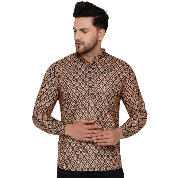 Veera Paridhaan Men's Cotton Printed Full Sleeve Short kurta