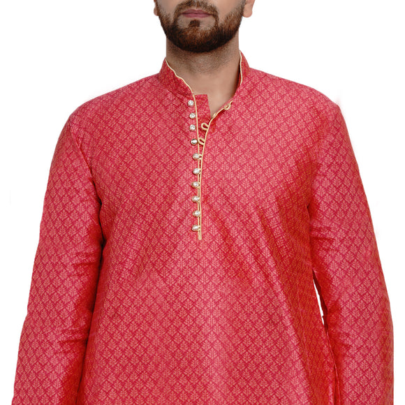 Veera Paridhaan Men's Ethnic Jacquard Full Sleeve Printed Long kurta Set