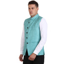Veera Paridhaan Green Jute solid Nehru Jacket-4