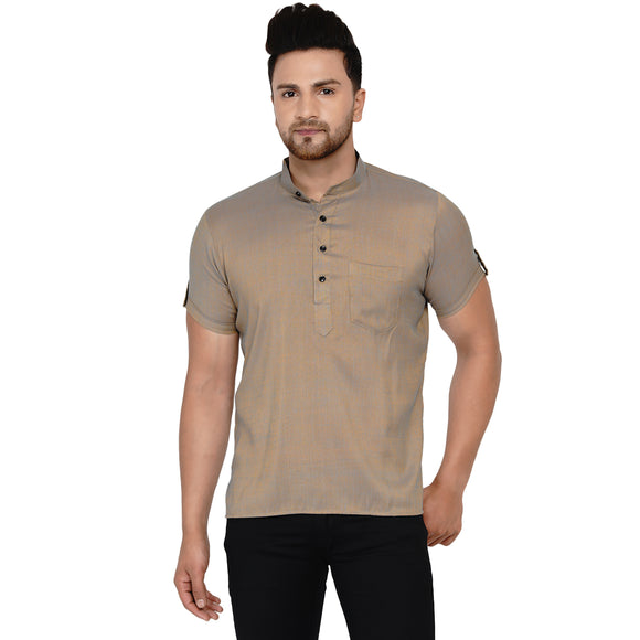Veera Paridhaan Men's Rayon Half Sleeve Short kurta