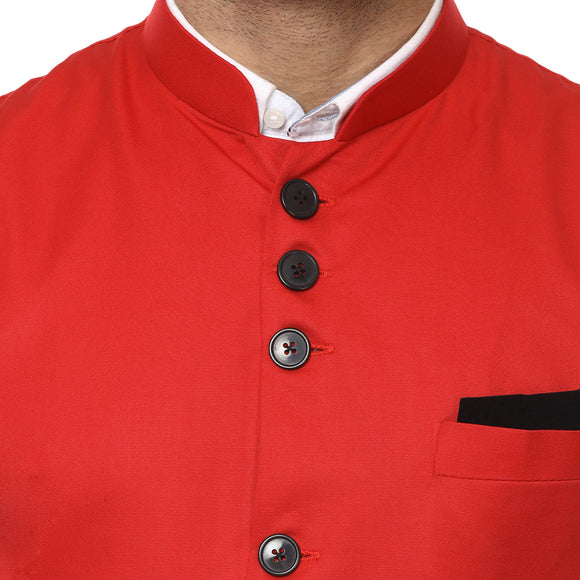 Veera Paridhaan Plain Chinese Collar Sleeveless Cotton Poly Nehru Jacket