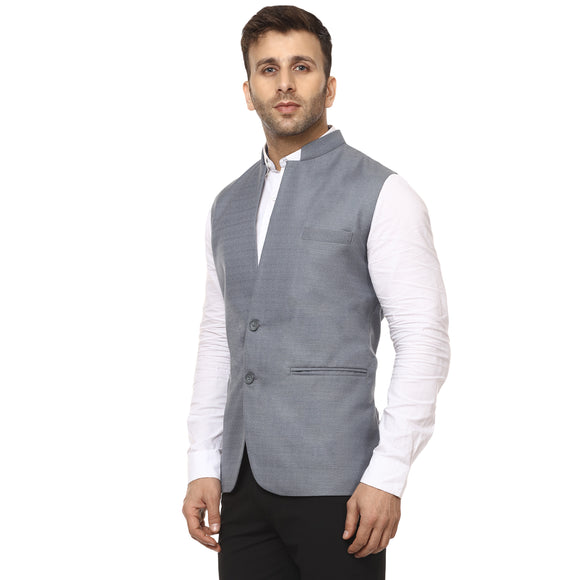 Veera Paridhaan Plain Chinese Collar Sleeveless Cotton Poly Waist Coat