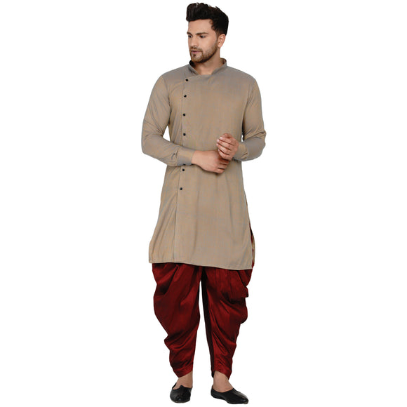 Veera Paridhaan Men's Rayon Side Pattern Full Sleeve long Straight kurta