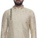 Veera Paridhaan Men's Ethnic Black Jacquard Printed  Long  Straight Kurta-11