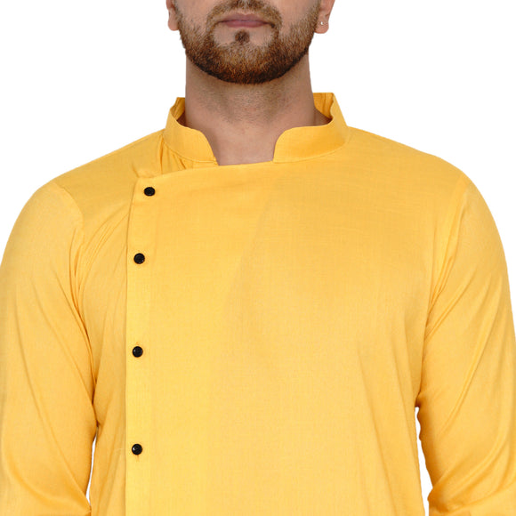 Veera Paridhaan Men's Rayon Side Pattern Full Sleeve long Straight kurta