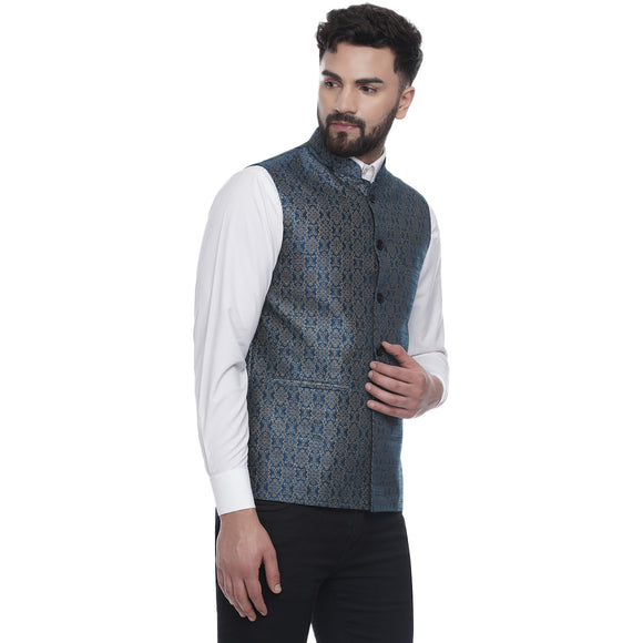 Veera Paridhaan  Jacquard Printed  Silk Nehru Jacket