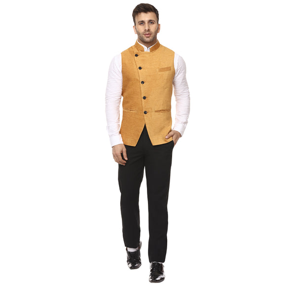 Veera Paridhaan Plain Chinese Collar Sleeveless Velvet Slub Nehru Jacket