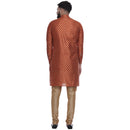 Veera Paridhaan Men's Ethnic Orange Jacquard Printed  Long  Straight Kurta-13
