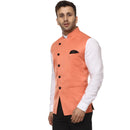 Veera Paridhaan Plain Chinese Collar Sleeveless Cotton Poly Nehru Jacket-26