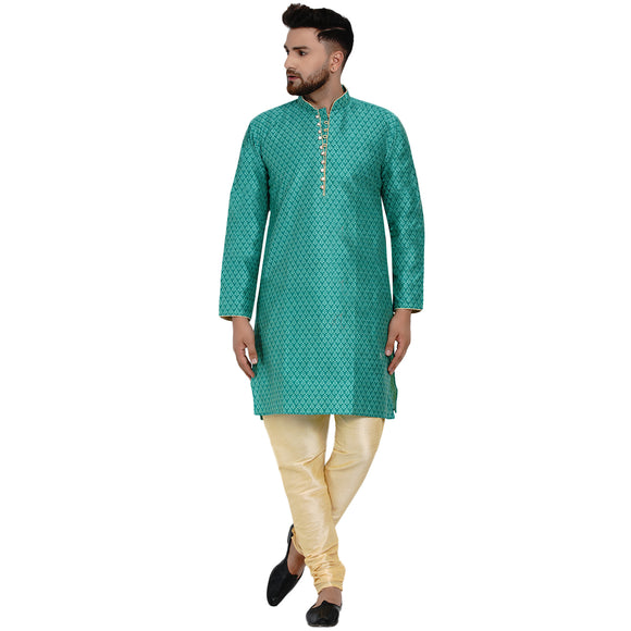 Veera Paridhaan Men's Ethnic Jacquard Full Sleeve Printed Long kurta Set