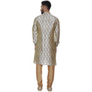 Veera Paridhaan Men's  Beige Printed Zig Zag Long Silk Kurta-6