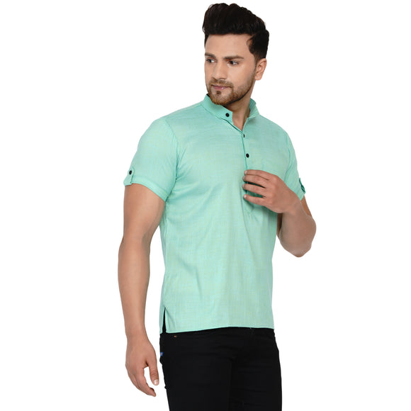 Veera Paridhaan Men's Rayon Half Sleeve Short kurta