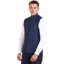 Veera Paridhaan Blue Checkered CottonPoly Nehru Jacket-3