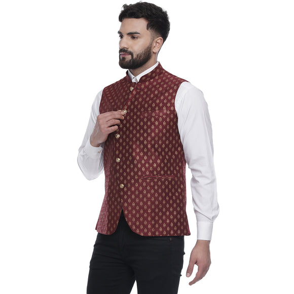 Veera Paridhaan  Jacquard Printed  Silk Nehru Jacket