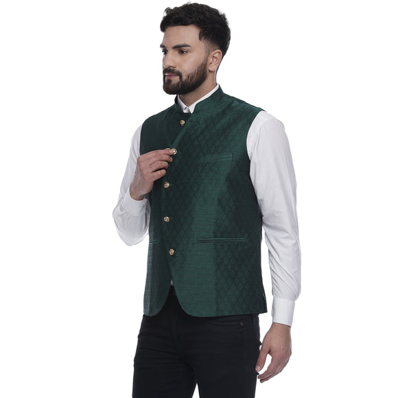 Veera Paridhaan  Jacquard Printed  Silk Nehru Jacket
