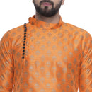 Veera Paridhaan Men's Ethnic Orange Jacquard Printed  Long  Straight Kurta-14