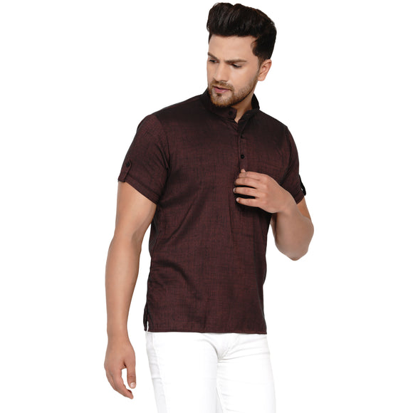 Veera Paridhaan Men's Rayon Half Sleeve Short kurta
