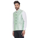Veera Paridhaan Men's Plain Banarasi Nehru Jacket-3
