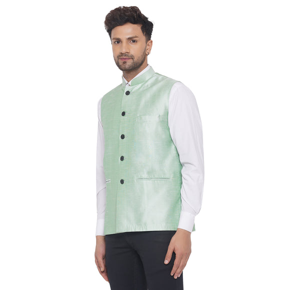 Veera Paridhaan Men's Plain Banarasi Nehru Jacket