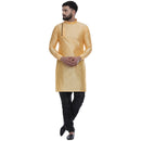 Veera Paridhaan Men's Ethnic Yellow Jacquard Printed  Long  Straight Kurta-1