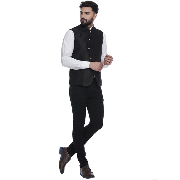Veera Paridhaan  Jacquard Printed  Silk Nehru Jacket