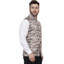 Veera Paridhaan Multi Print Pure cotton knitted Blue Nehru Jacket-17
