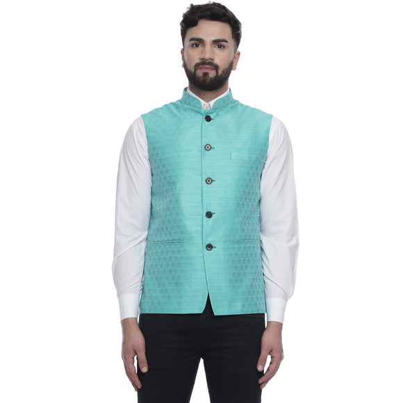 Veera Paridhaan  Jacquard Printed  Silk Nehru Jacket