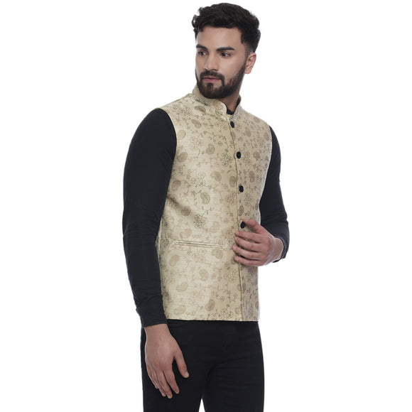 Veera Paridhaan  Jacquard Printed  Silk Nehru Jacket