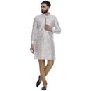 Veera Paridhaan Men's Ethnic White Jacquard Printed  Long  Straight Kurta-1