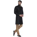 Veera Paridhaan Men's Ethnic Black Jacquard Printed  Long  Straight Kurta-7
