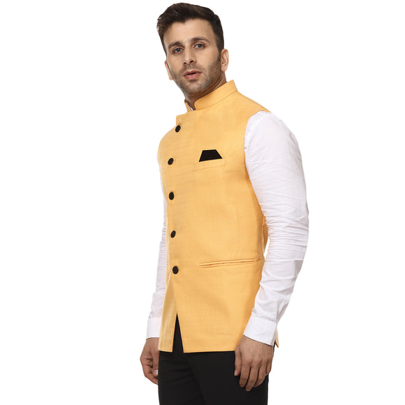 Veera Paridhaan Plain Chinese Collar Sleeveless Cotton Poly Nehru Jacket