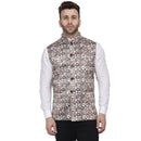 Veera Paridhaan Multi Print Pure cotton knitted Blue Nehru Jacket-5