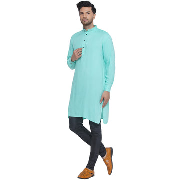 Veera Paridhaan Solid Rayon Long Kurta for Men - 0