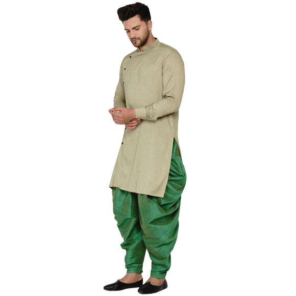 Veera Paridhaan Men's Rayon Side Pattern Full Sleeve long Straight kurta