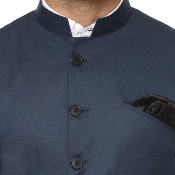 Veera Paridhaan Plain Chinese Collar Sleeveless Cotton Poly Nehru Jacket
