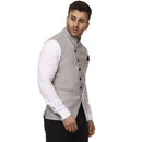 Veera Paridhaan Plain Chinese Collar Sleeveless Cotton Poly Nehru Jacket-39