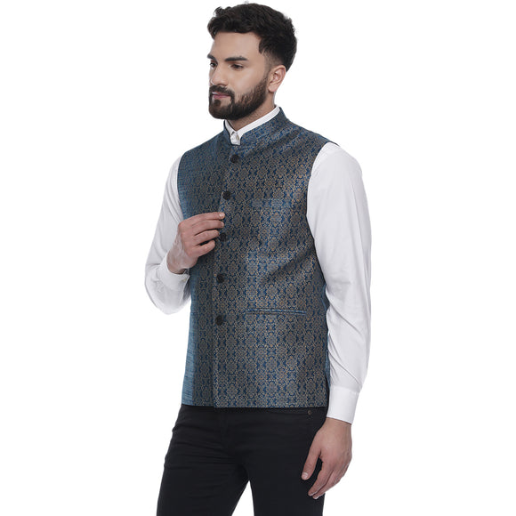 Veera Paridhaan  Jacquard Printed  Silk Nehru Jacket