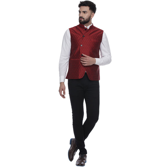 Veera Paridhaan  Jacquard Printed  Silk Nehru Jacket