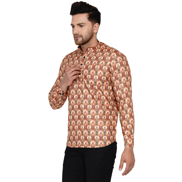 Veera Paridhaan Men's Cotton Printed Full Sleeve Short kurta