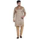 Veera Paridhaan Men's Ethnic  Beige Jacquard Multi print  Sherwani Style Long  Straight Kurta-2
