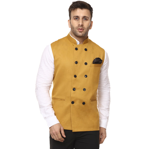 Veera Paridhaan Plain Chinese Collar Sleeveless Cotton Poly Nehru Jacket