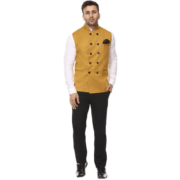 Veera Paridhaan Plain Chinese Collar Sleeveless Cotton Poly Nehru Jacket