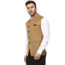 Veera Paridhaan Plain Chinese Collar Sleeveless Cotton Poly Nehru Jacket-19