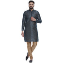 Veera Paridhaan Men's Ethnic Blue Jacquard Printed  Long  Straight Kurta-1