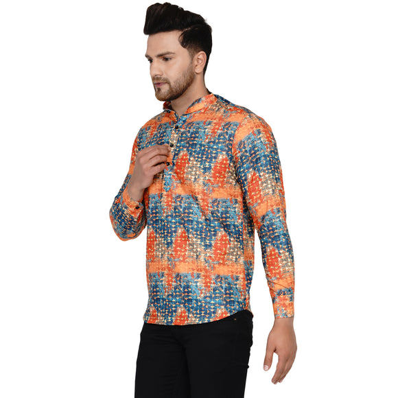 Veera Paridhaan Men's Cotton Printed Full Sleeve Short kurta