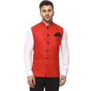 Veera Paridhaan Plain Chinese Collar Sleeveless Cotton Poly Nehru Jacket-6