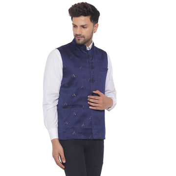 Veera Paridhaan Men's Velvet Satin Print Nehru Jacket - 0