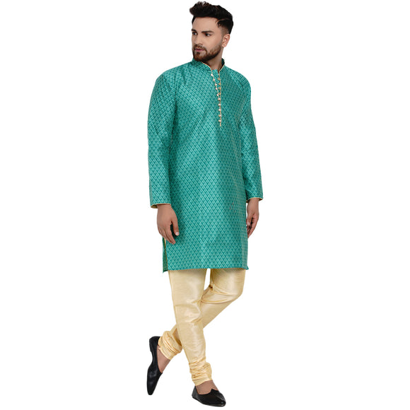 Veera Paridhaan Men's Ethnic Jacquard Full Sleeve Printed Long kurta Set