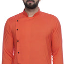 Veera Paridhaan Men's Ethnic Orange Rayon Side Button Long  Straight Kurta-4